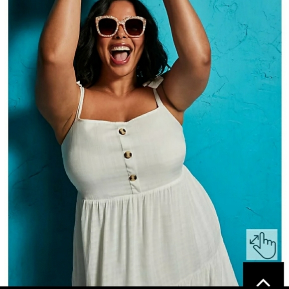 NWT Torrid Ivory Textured Button Shirred Hem Skater Dress 2X 18 - Picture 3 of 13